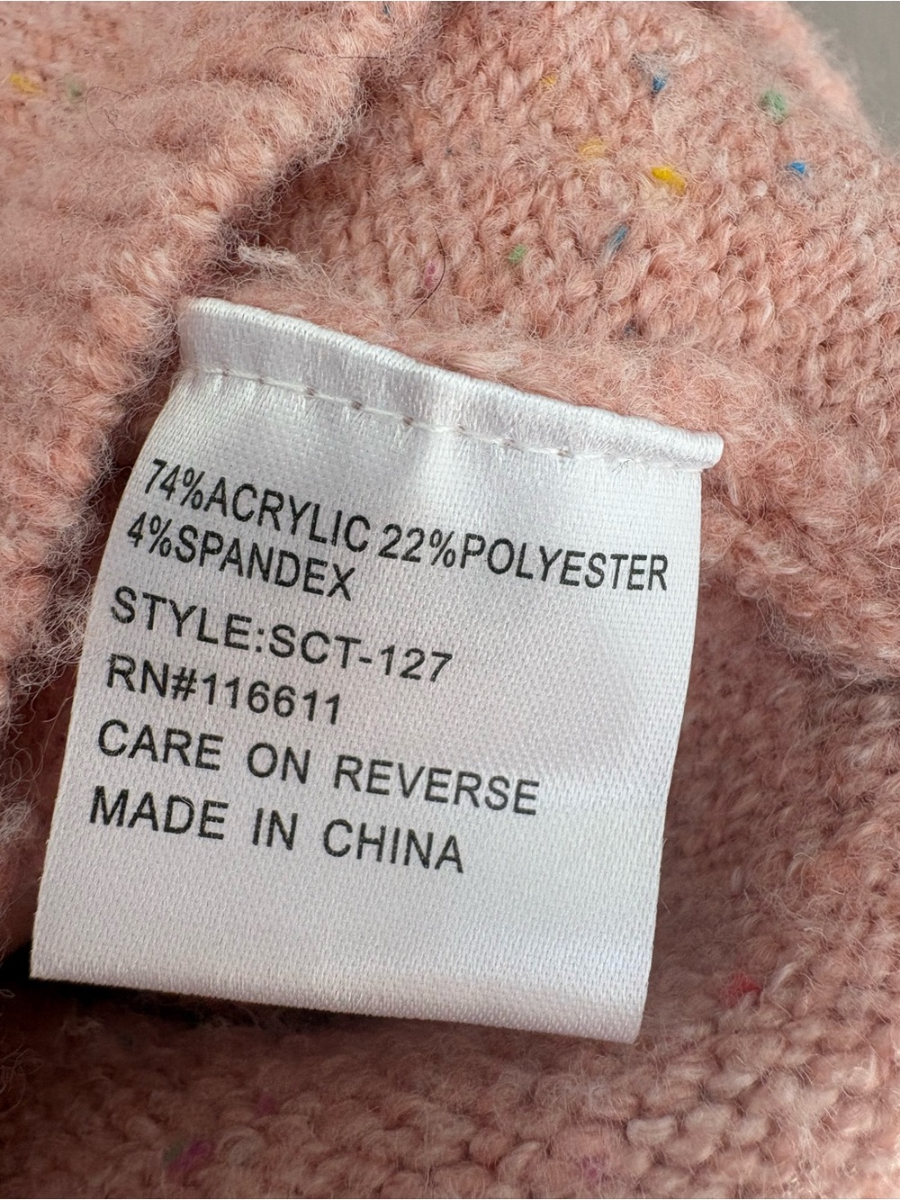 Self Contrast Pink Speckled Ruffle Collar Cardigan Size M - Picture 4 of 11